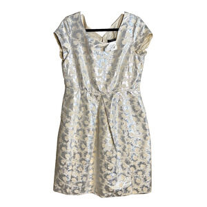 MaxMara Weekend Dress Womens 14 Cream Silver Cocktail Dress MOB Blair Waldorf